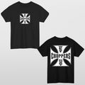 West Coast Choppers Cross Logo T Shirt Front Back Print Biker Graphic Tee