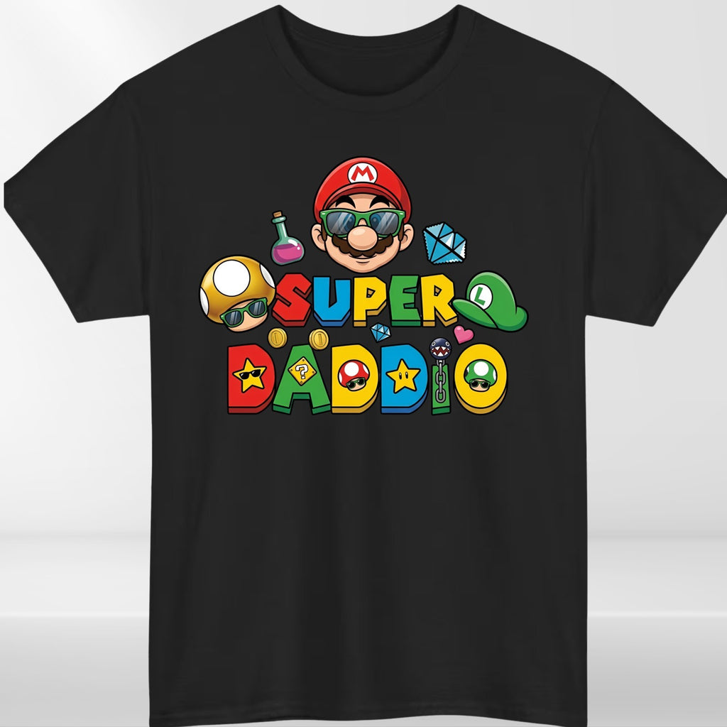 Super Mario Daddio Inspired T Shirt Funny Gaming Dad Unisex Gift Tee Top