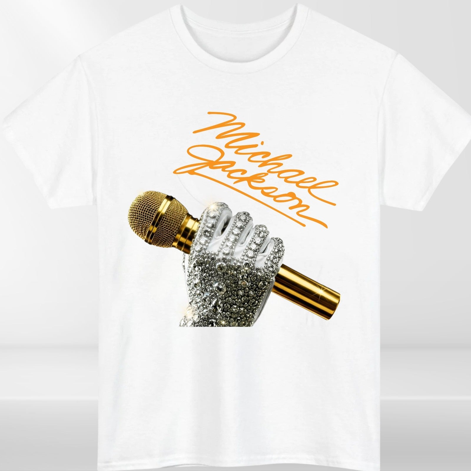 Michael Jackson Signature T-Shirt Gold Mic Glove King of Pop Graphic Unisex Tee