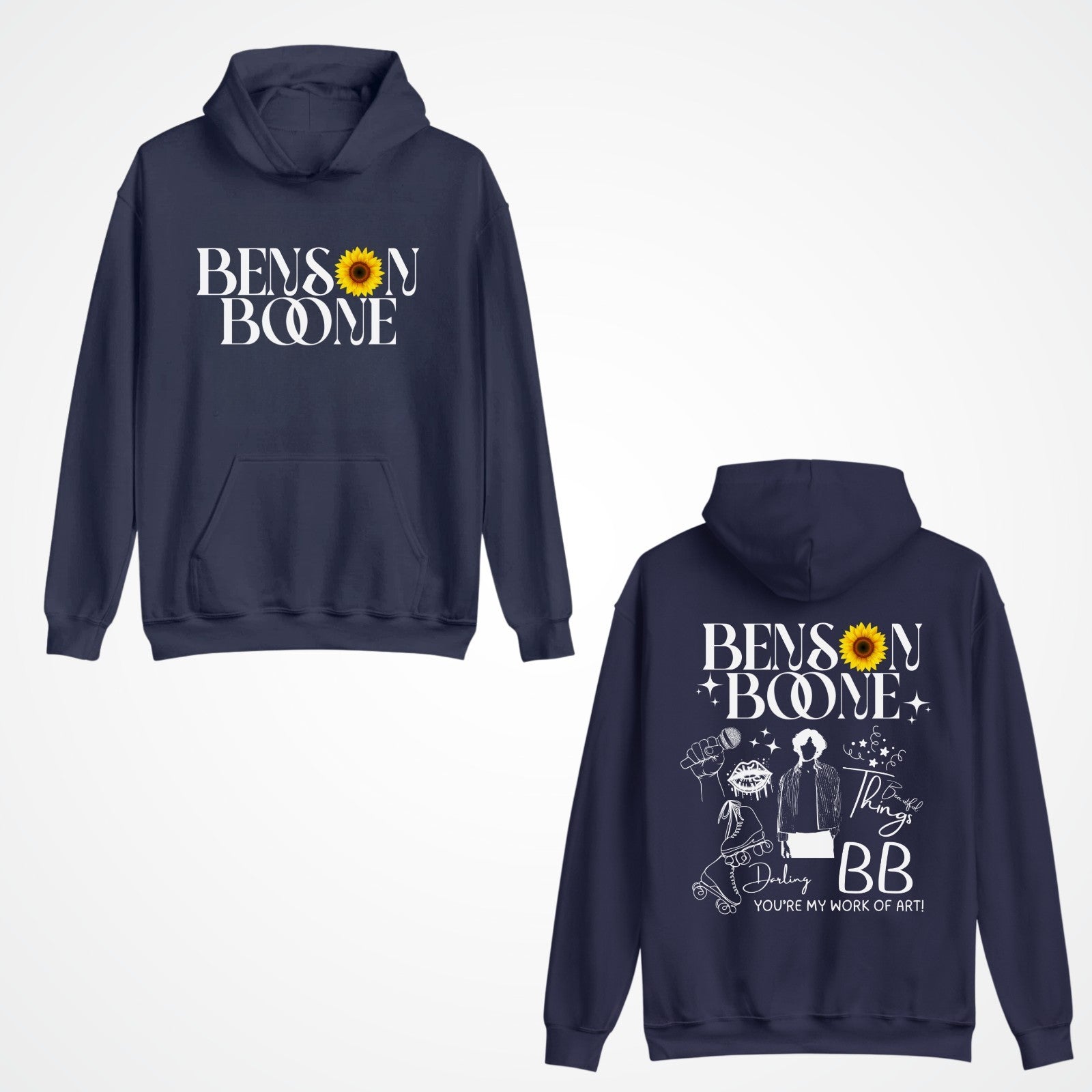 Emotional Pop Front & Back hoodie, Benson Boone concert lyrics tee Hoody