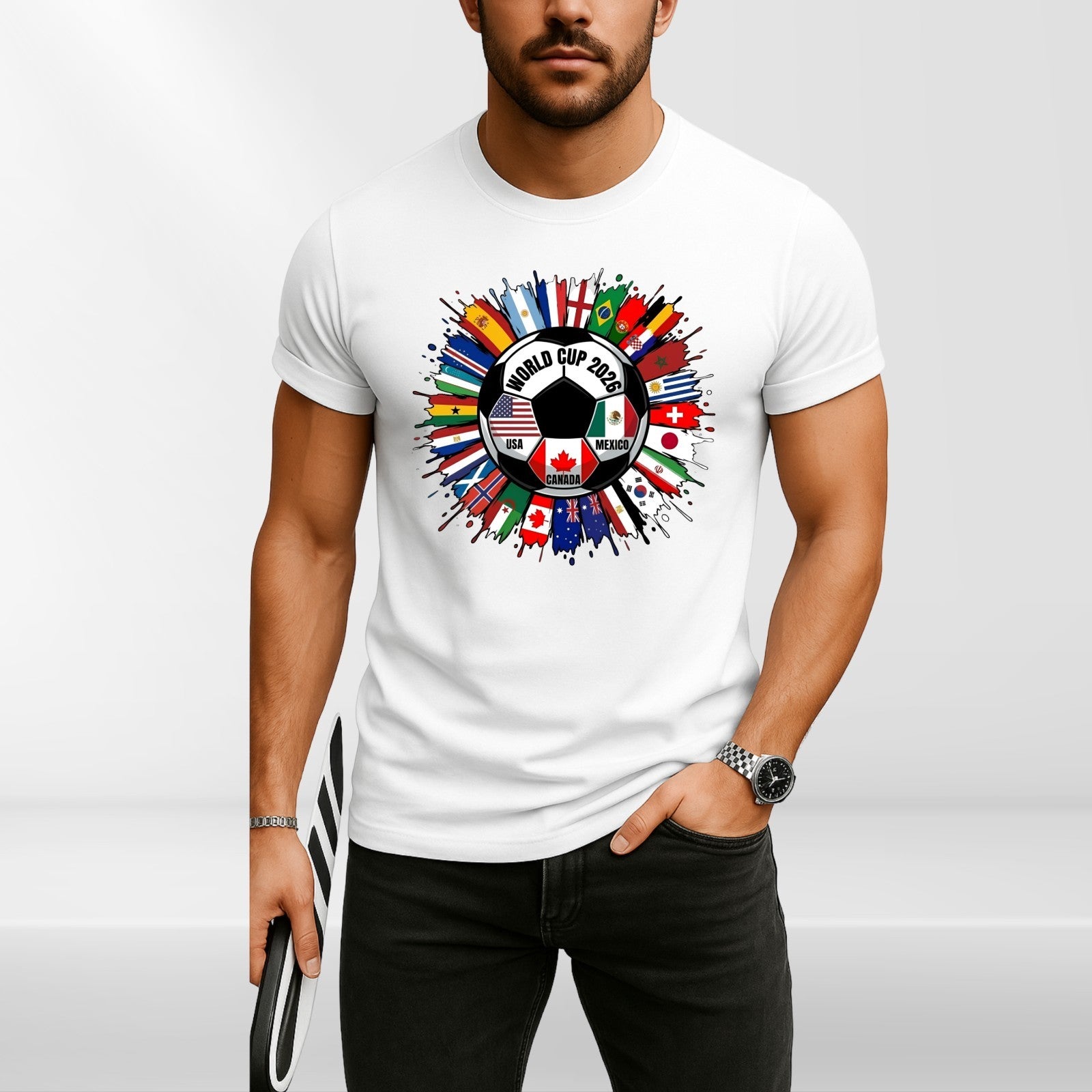 World Cup 2026 Football T-Shirt Unisex Soccer Fan Graphic Tee USA Canada Mexico