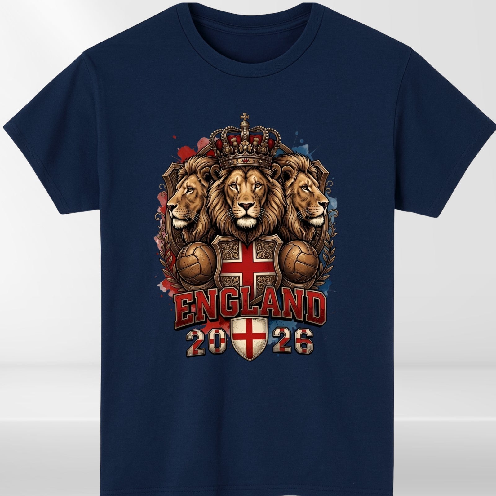 England 2026 Three Lions Inspired T Shirt Football Fan Graphic Gift Tee UK
