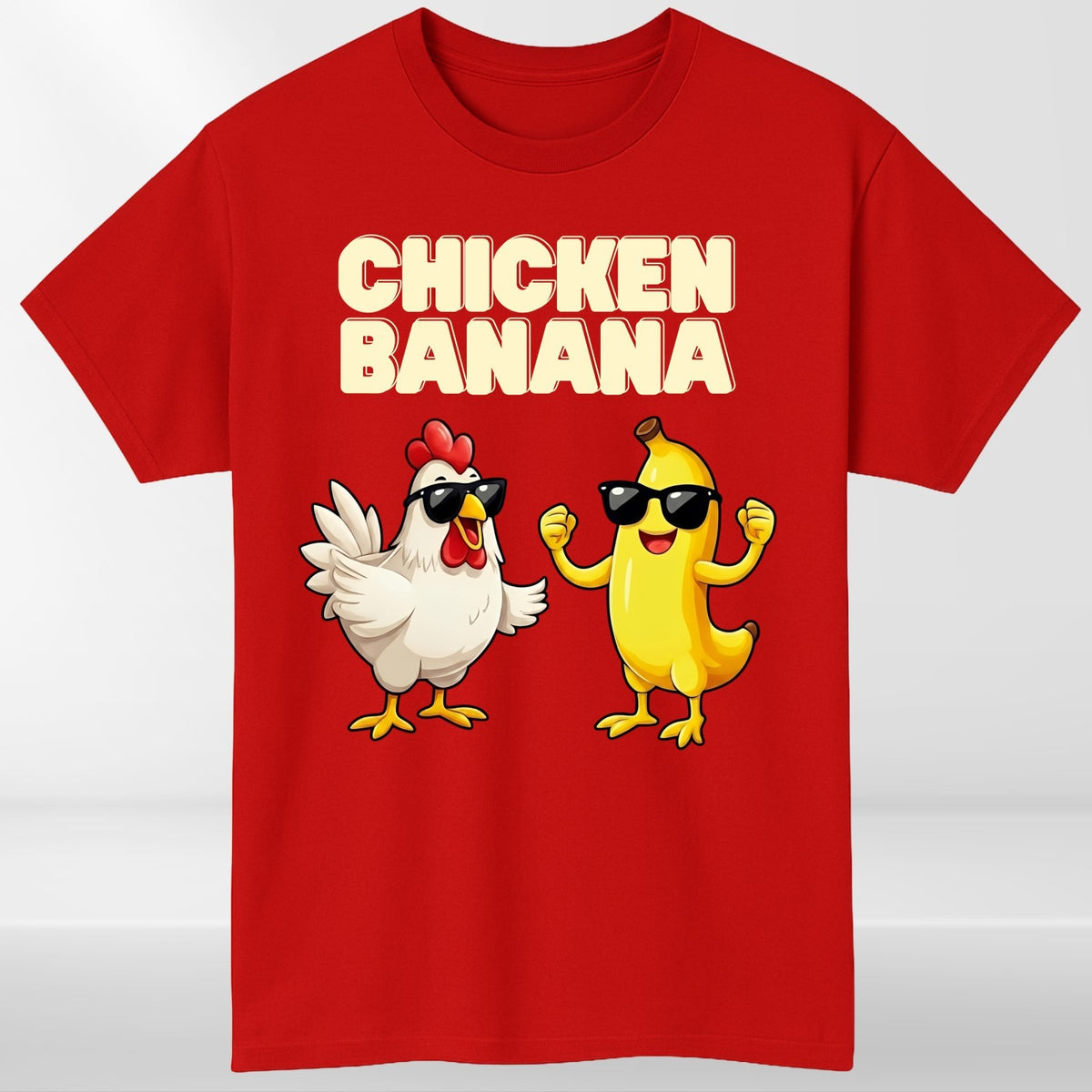 Funny Dancing Chicken Banana T-Shirt Graphic Meme Cartoon Unisex Casual Tee