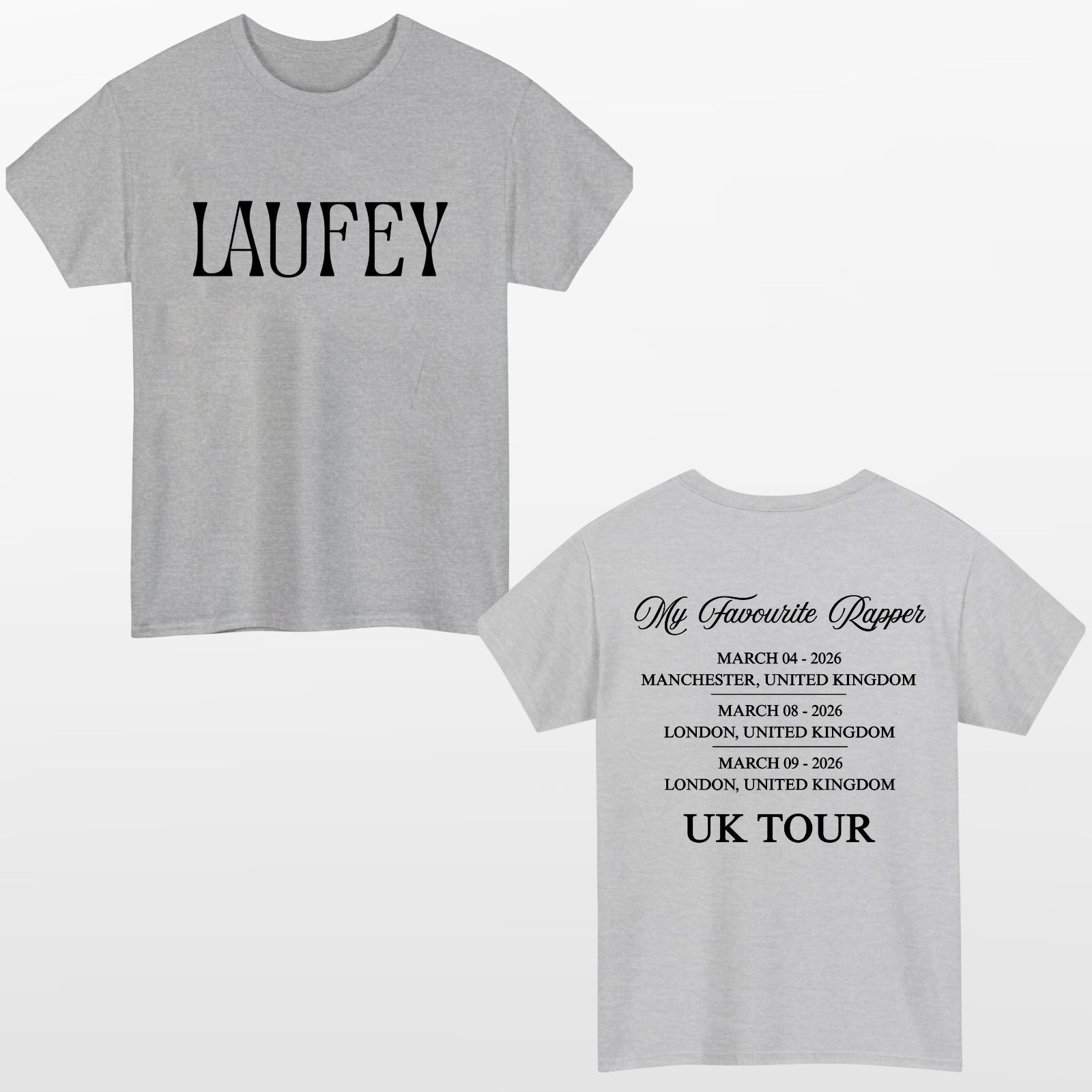 Laufey Favourite Rapper UK Tour Style T Shirt Front & Back Print Music Fan Tee