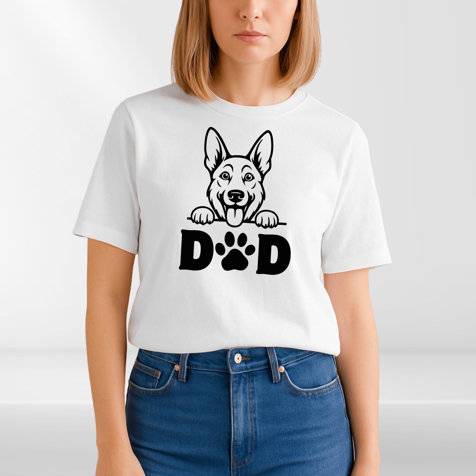 Dog Dad T-Shirt Funny German Shepherd Paw Print Mens Unisex Pet Lover Gift