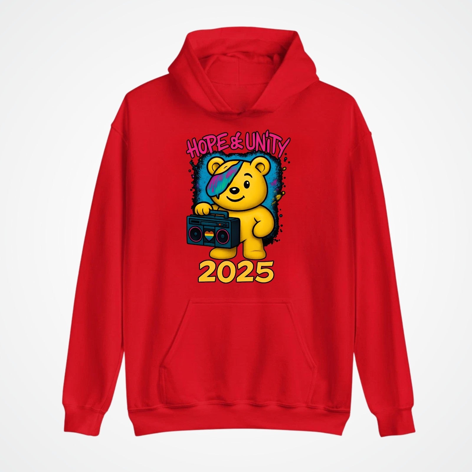 Hope & Unity 2025 Bear Hoodie | Positive Graphic Hoodie | Unisex 3Y–4XL