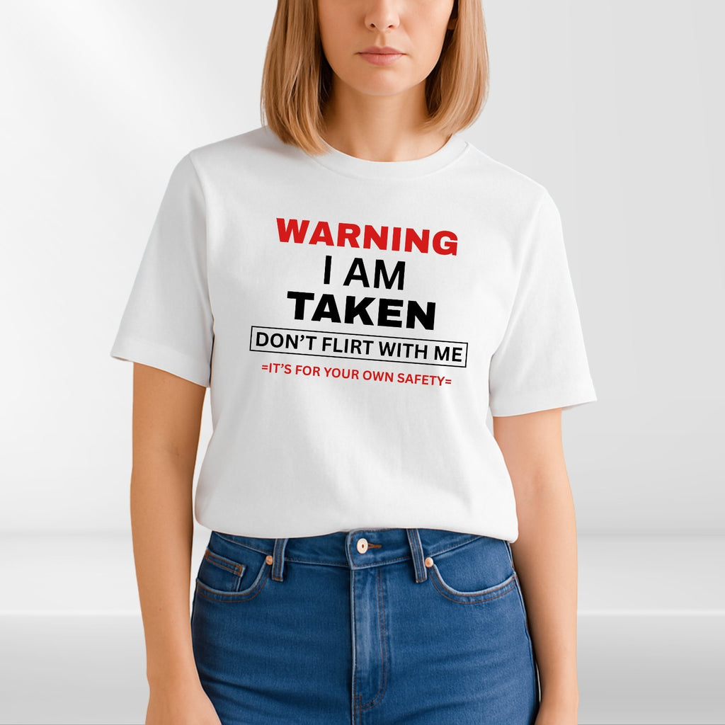 Warning I'm Taken T Shirt Funny Relationship Couples Unisex Gift Tee Top UK