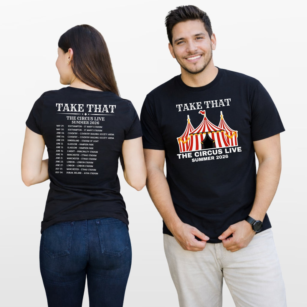 Take That The Circus Live Tour 2026 Inspired 2 Sided Unisex Music Fan T-Shirt