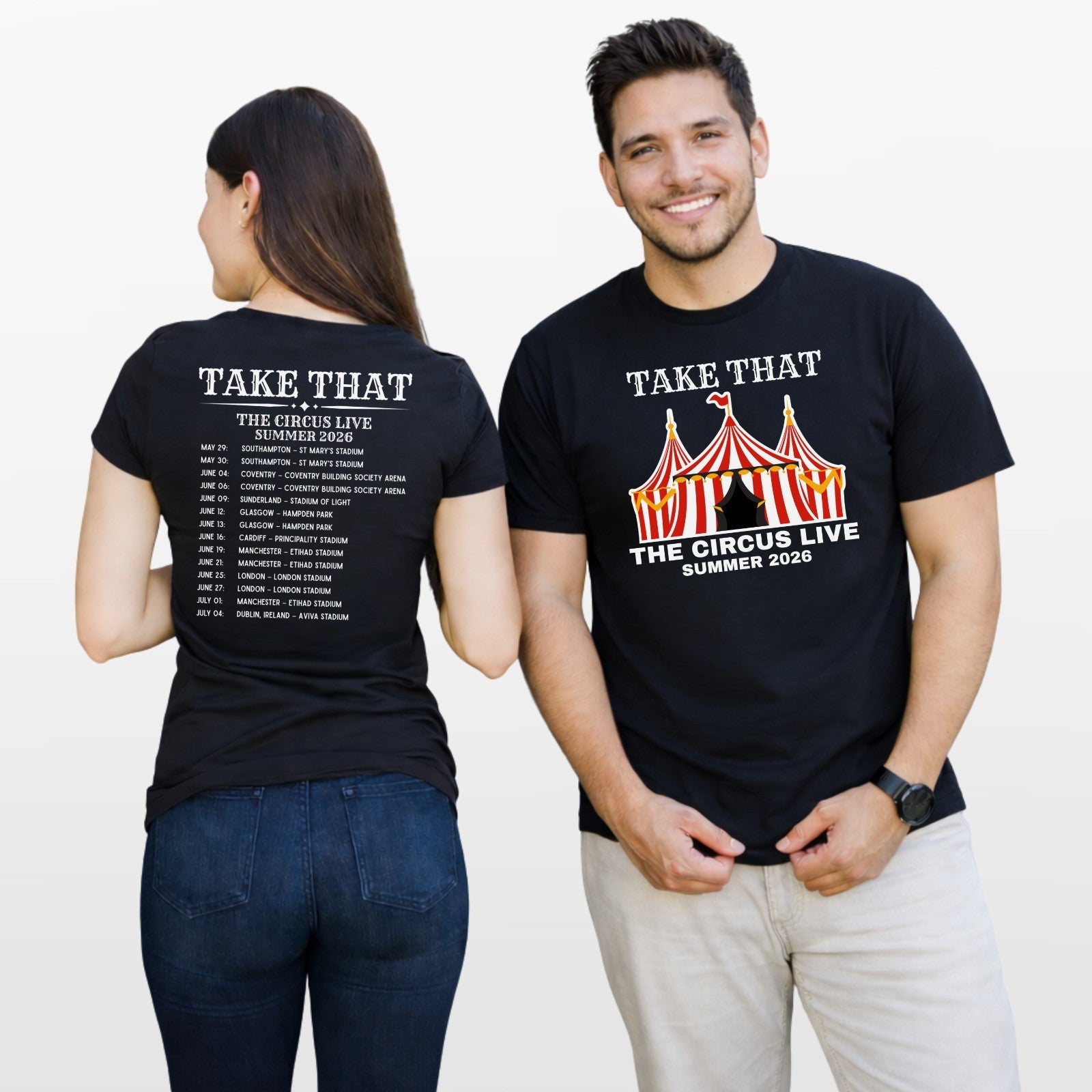 Take That The Circus Live Tour 2026 Inspired 2 Sided Unisex Music Fan T-Shirt