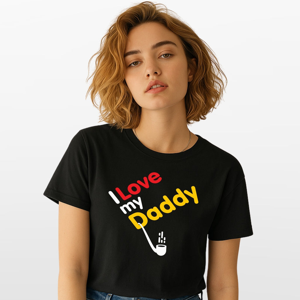 I Love My Daddy T-Shirt Funny Fathers Day Gift Kids Baby Dad Tee Cute Family Top