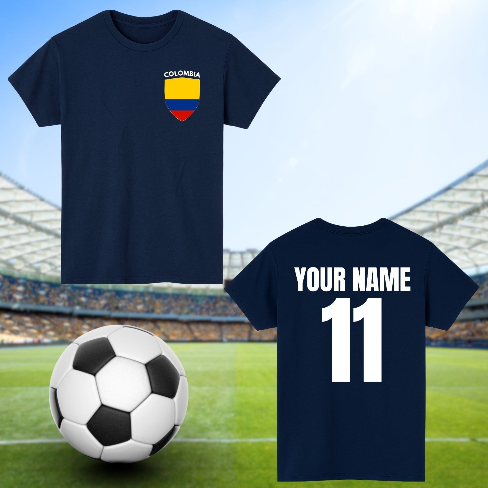Personalised Colombia Football T-Shirt Custom Name And Number Sports Lover To