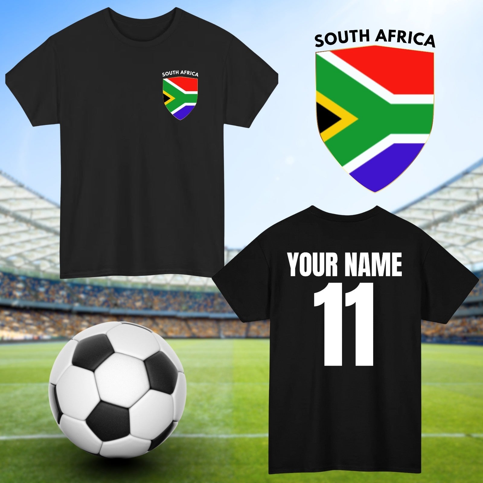 Personalised South Africa Football T-Shirt Custom Name And Number Sports Lover