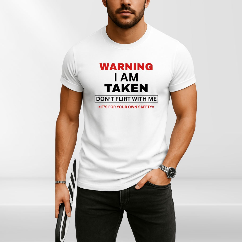 Warning I'm Taken T Shirt Funny Relationship Couples Unisex Gift Tee Top UK