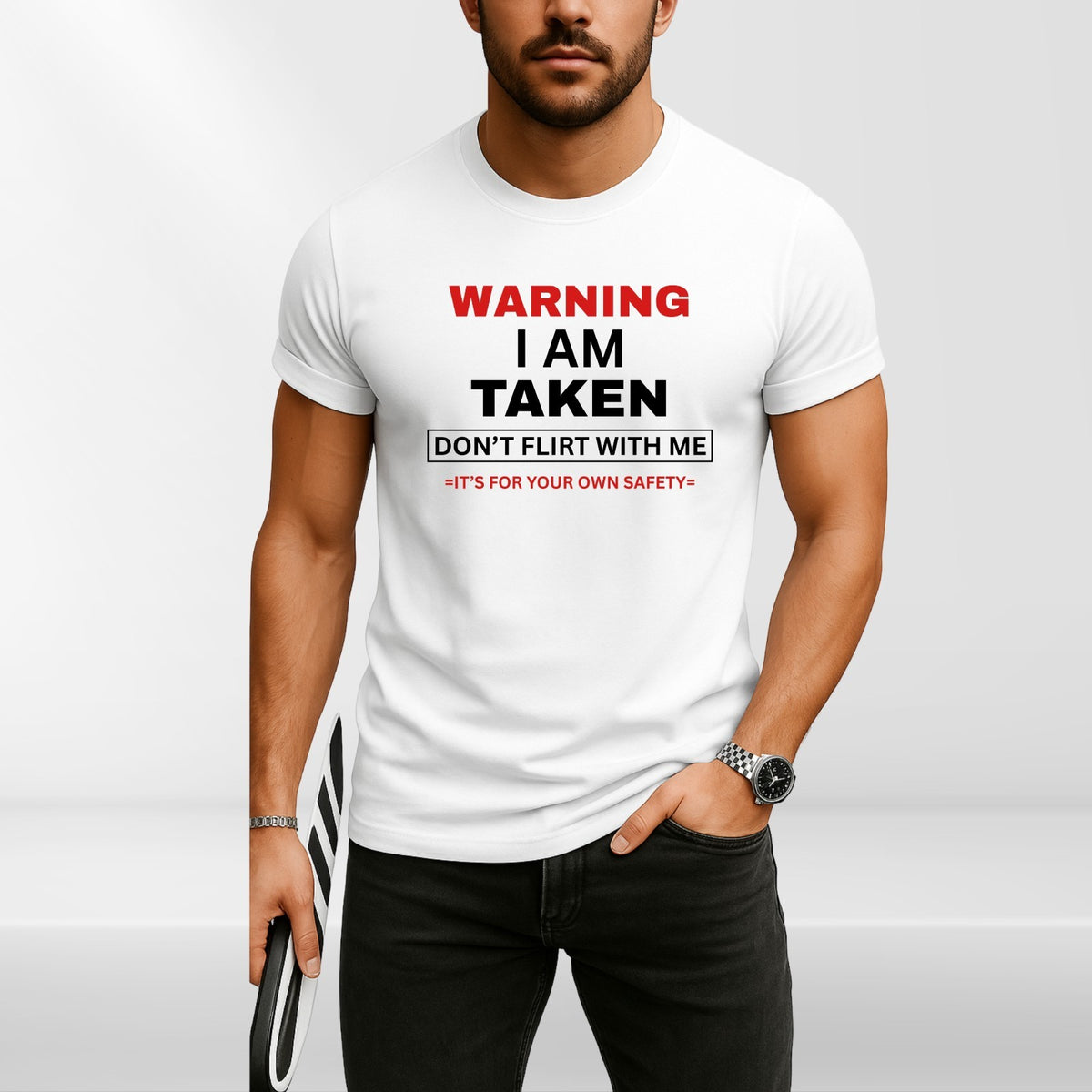 Warning I'm Taken T Shirt Funny Relationship Couples Unisex Gift Tee Top UK