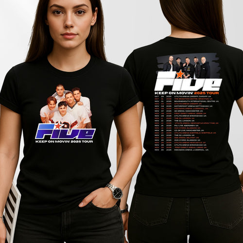 Five Band Concert T-Shirt Keep On Moving 2025 Tour t tshirt Retro Pop Gift Top