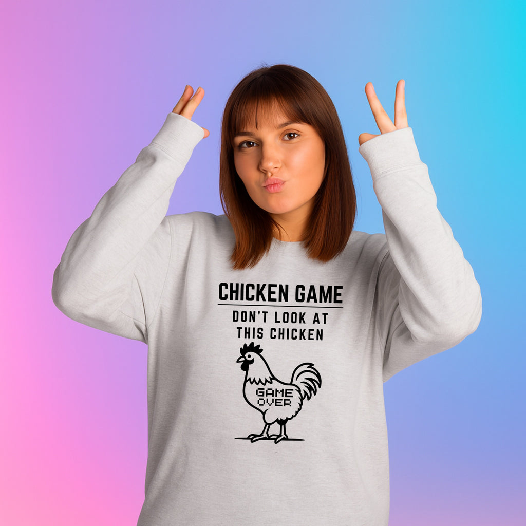 CHICKEN GAME SWEATSHIRT Dont Look Game Over Sweater Funny Novelty Jumper