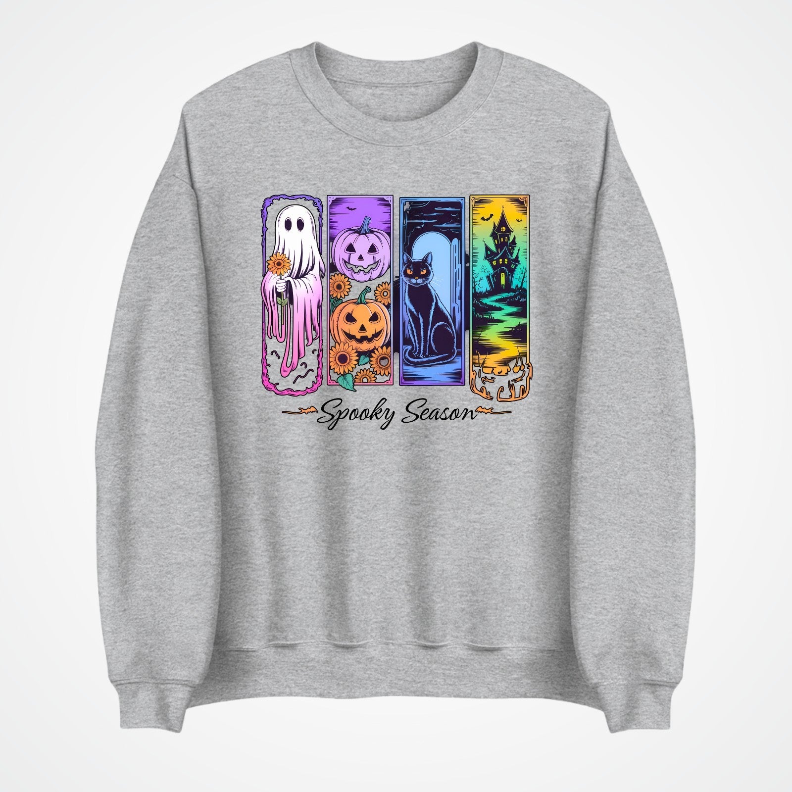 Spooky Season Jumper | Cute Halloween Sweatshirt | Ghost Pumpkin Cat Design | Au