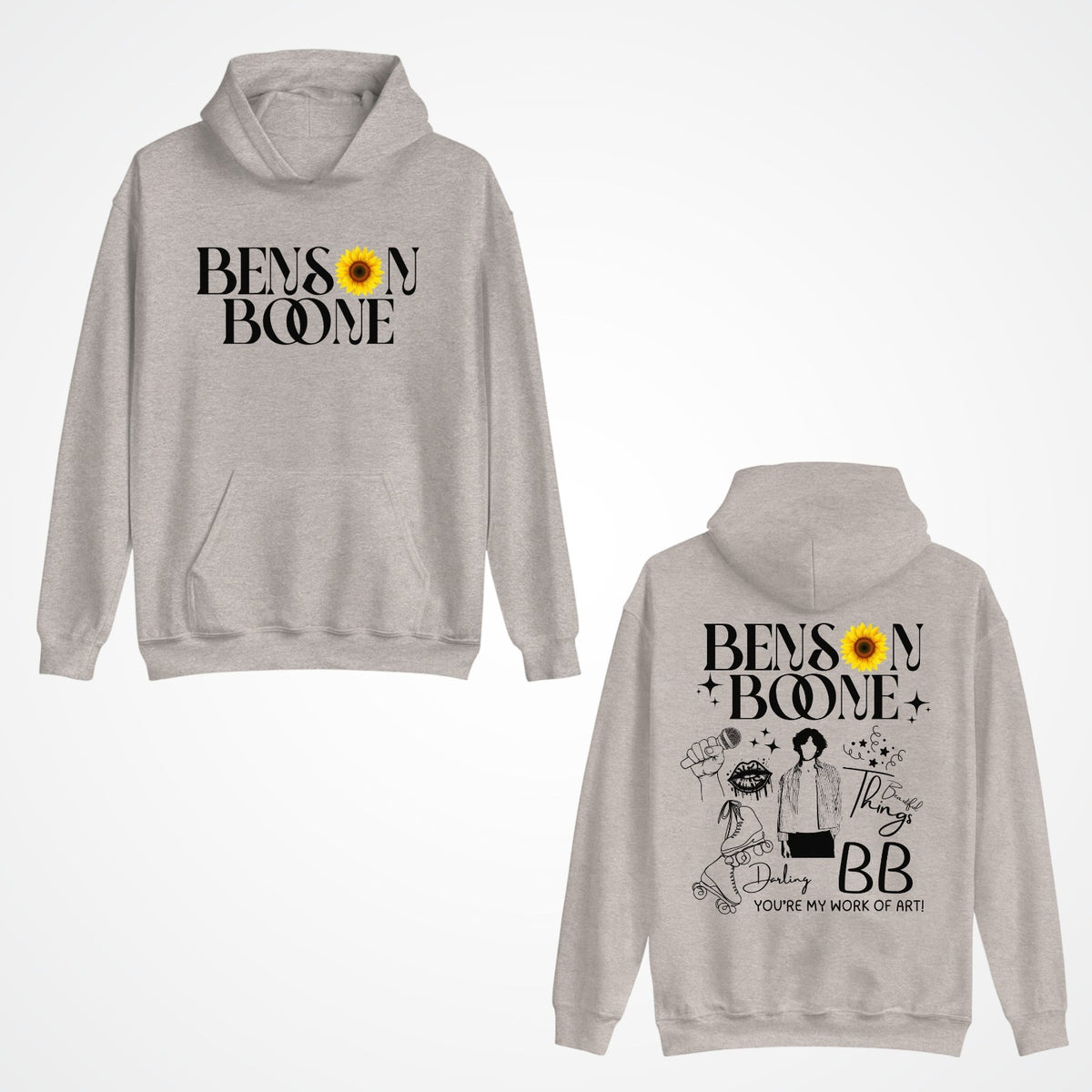 Emotional Pop Front & Back hoodie, Benson Boone concert lyrics tee Hoody