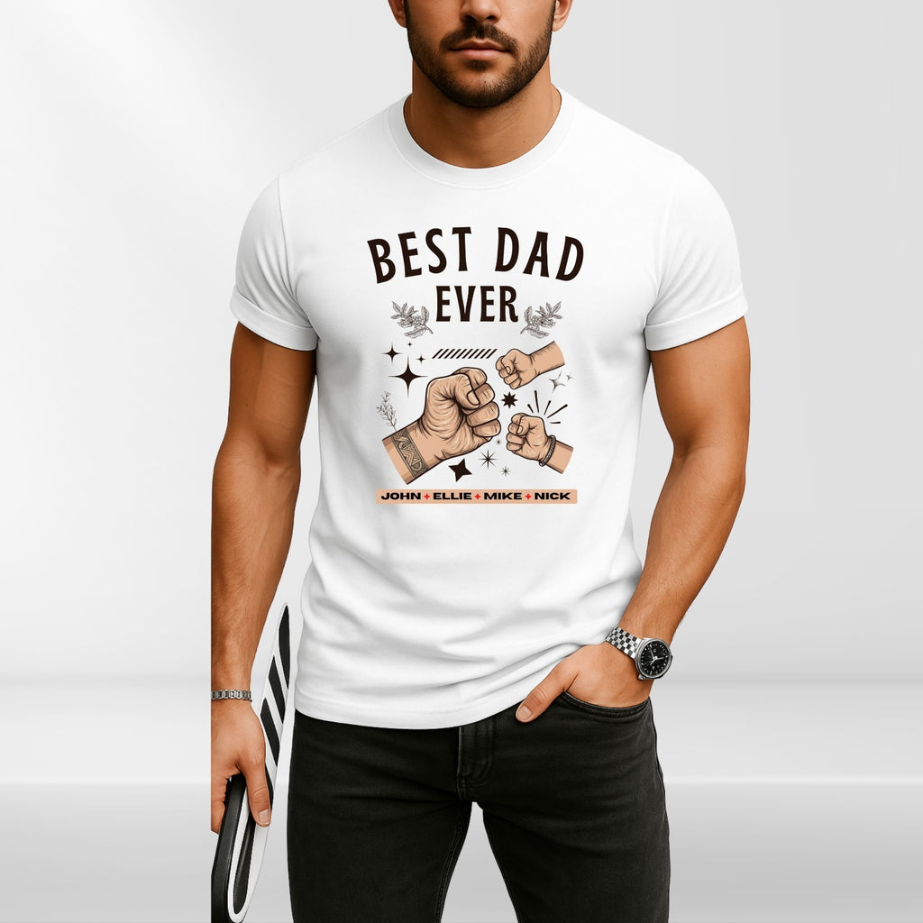 Personalized Best Dad Ever T Shirt Custom Name Fathers Day Gift Unisex Tee
