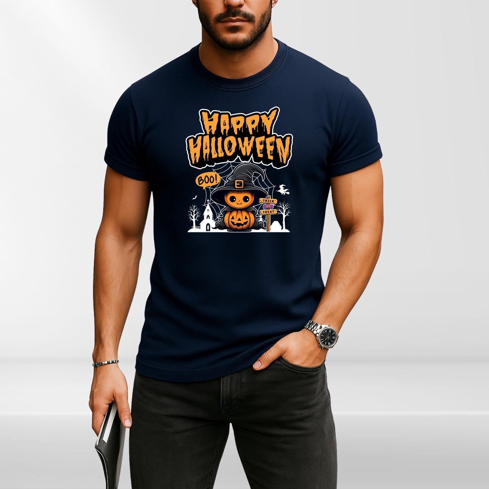 Happy Halloween T-Shirt | Pumpkin Boo Trick or Treat Tee | Spooky Funny Graphic