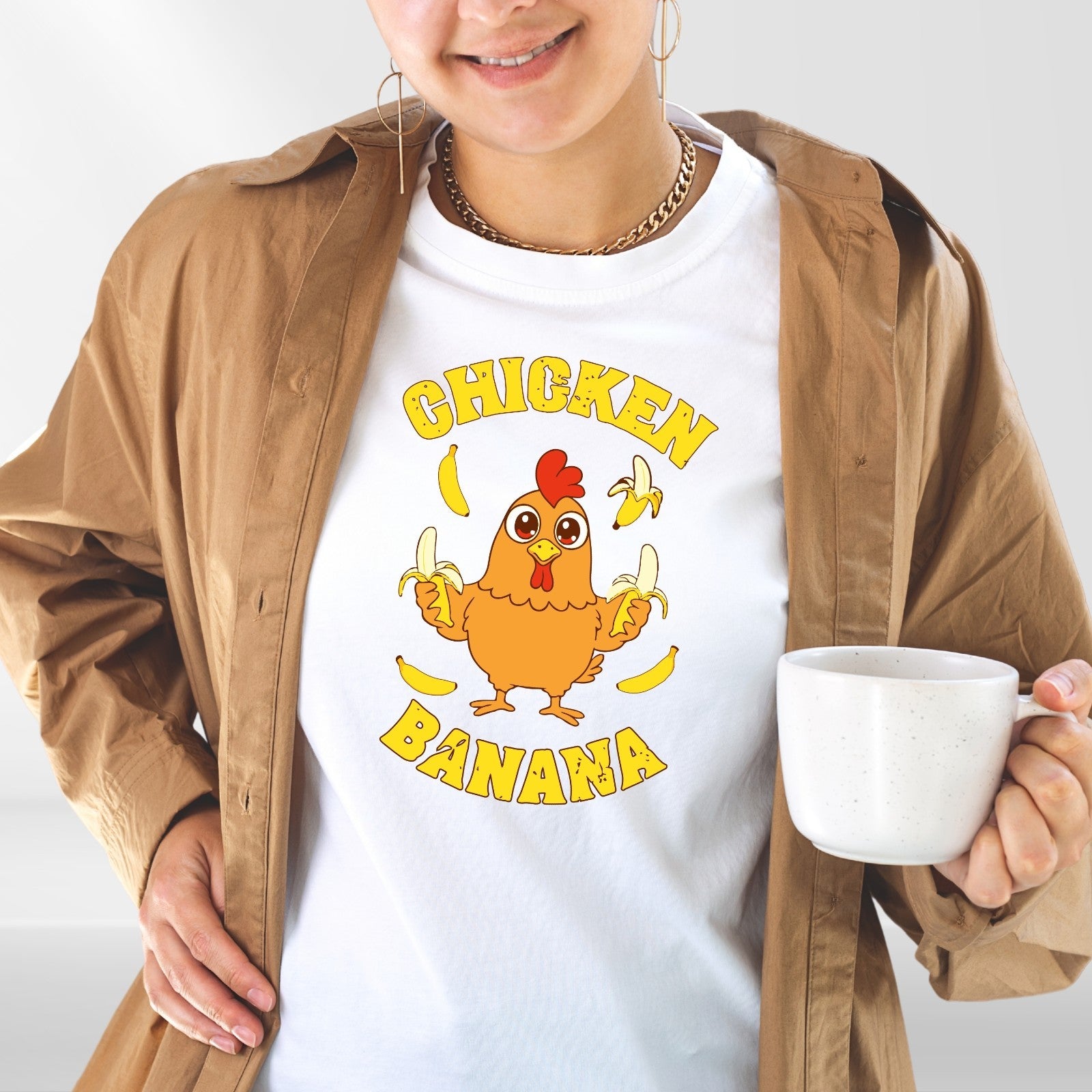Chicken Banana T Shirt | Funny Chicken Meme Tee | Cute Cartoon Gift | Kids to 4X