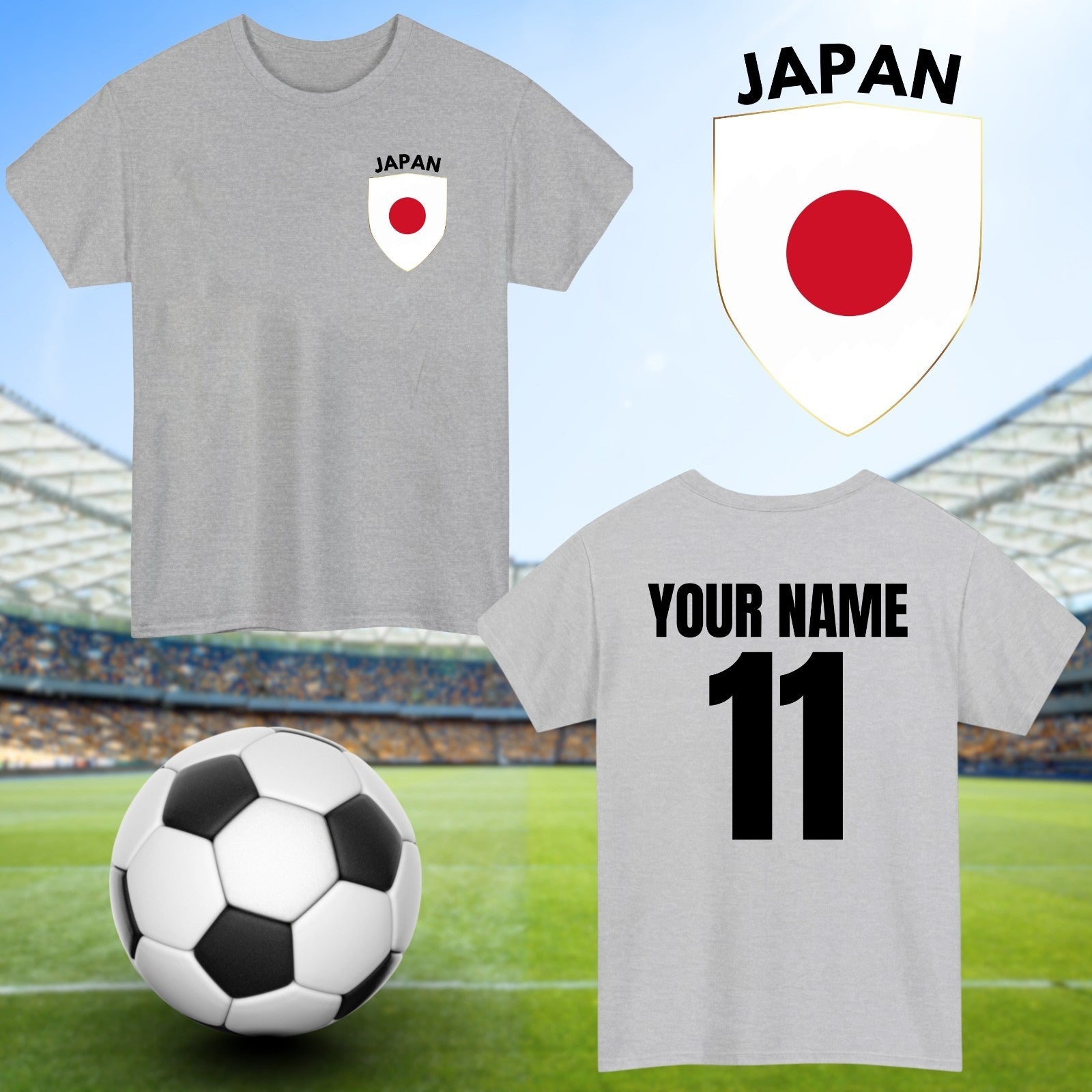 Personalised Japan Football T-Shirt Custom Name And Number Sports Lover To