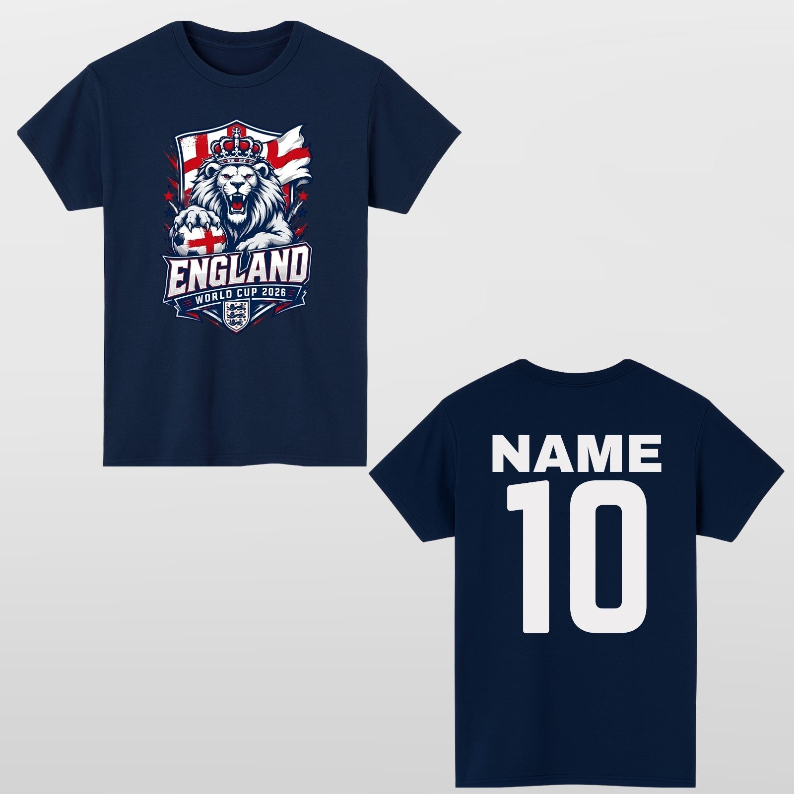 Personalised England Football T-Shirt World Cup 2026 Custom Name & Number Tee