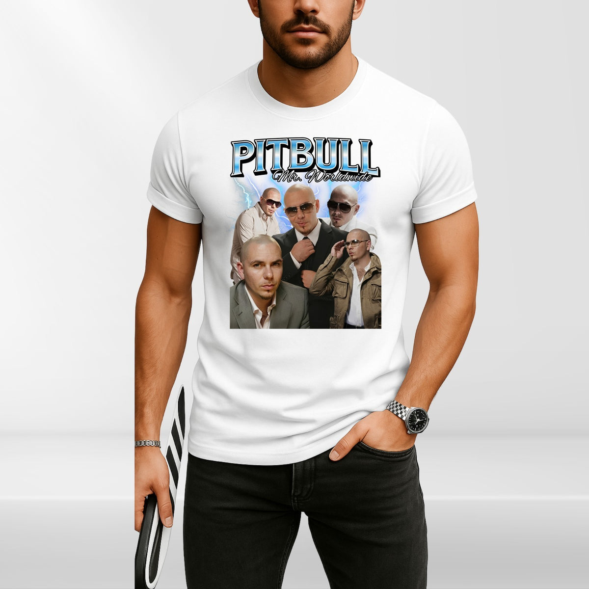 Retro Mr Worldwide Inspired T Shirt Vintage Music Graphic Fan Tee Top UK