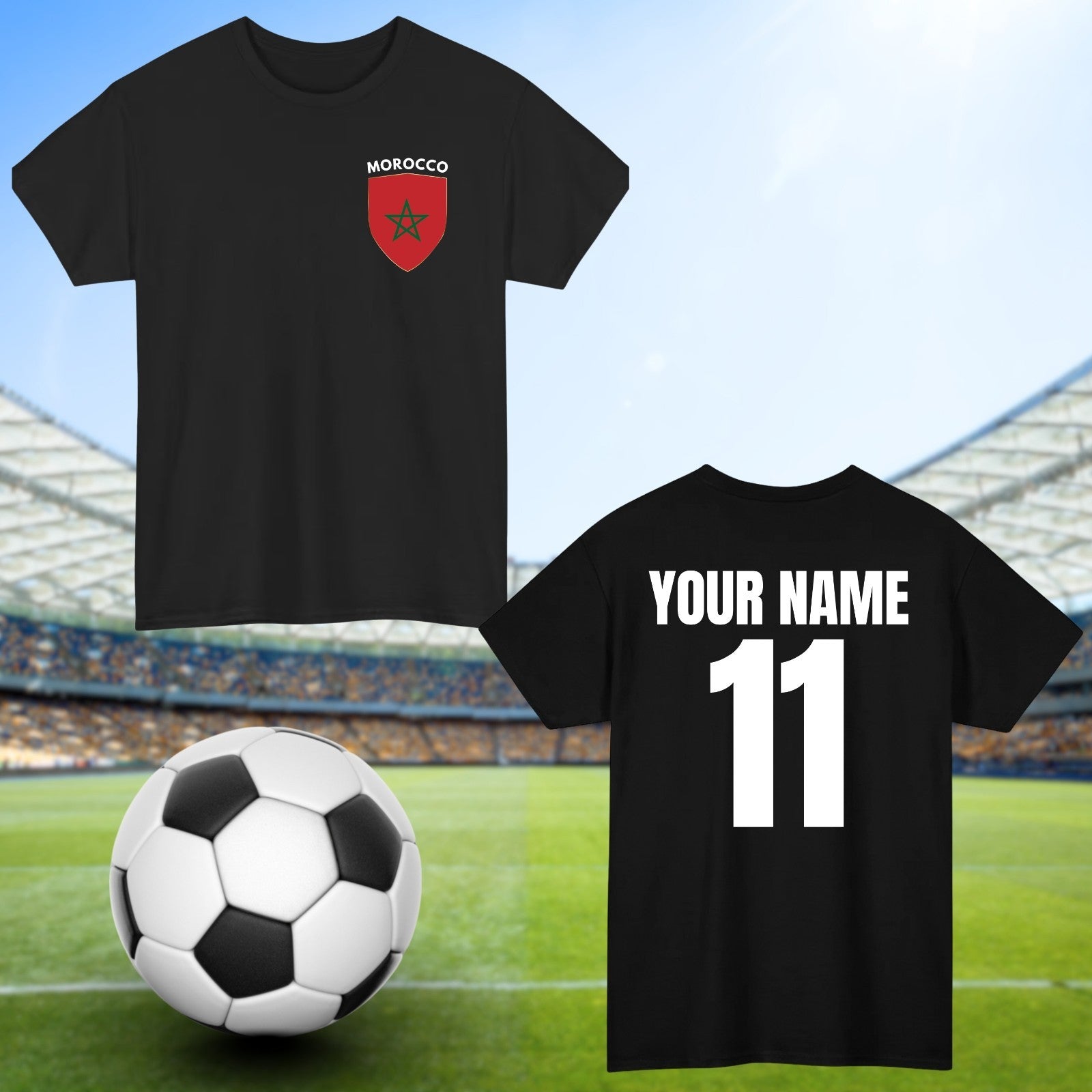 Personalised Morocco Football T-Shirt Custom Name And Number Sports Lover Top