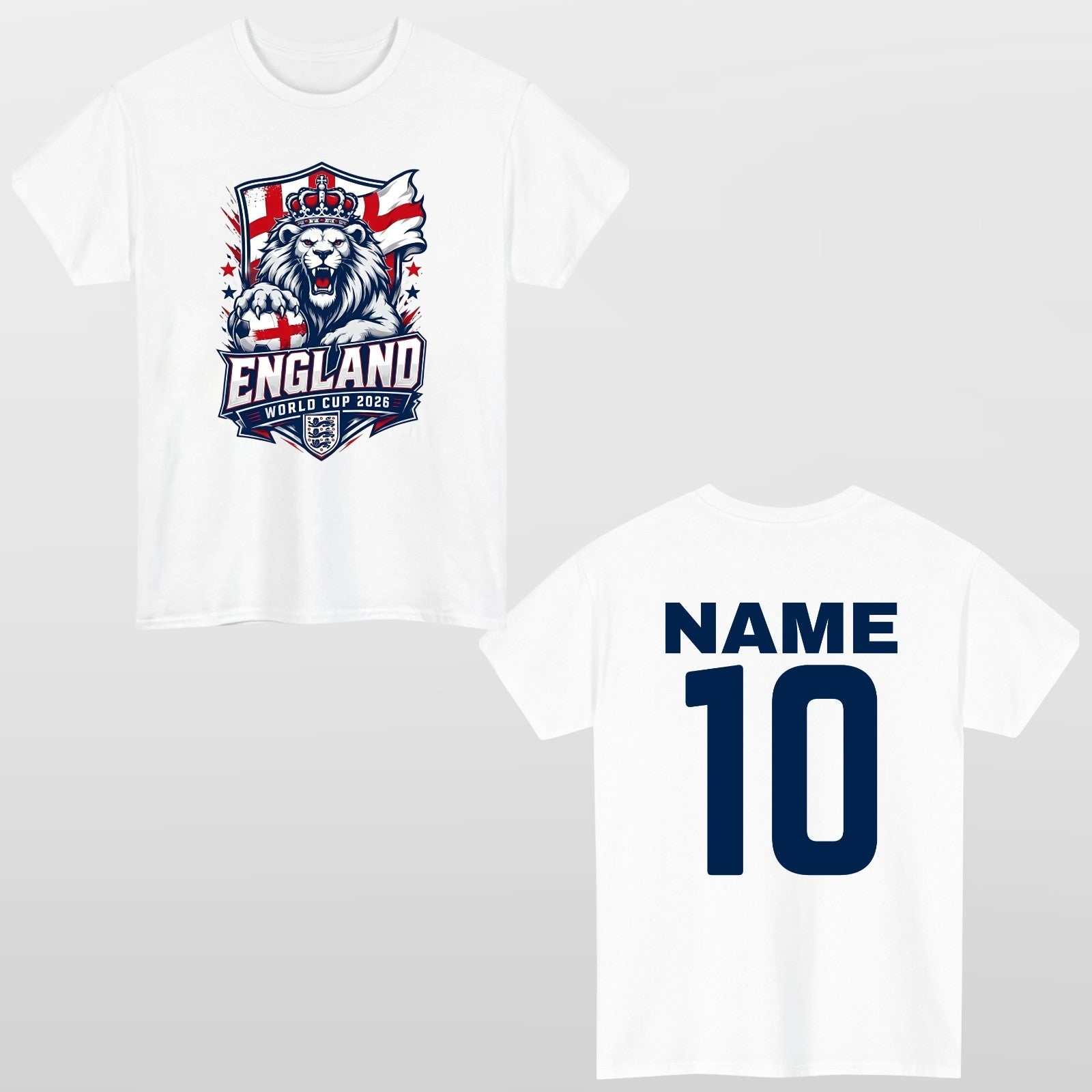 Personalised England Football T-Shirt World Cup 2026 Custom Name & Number Tee
