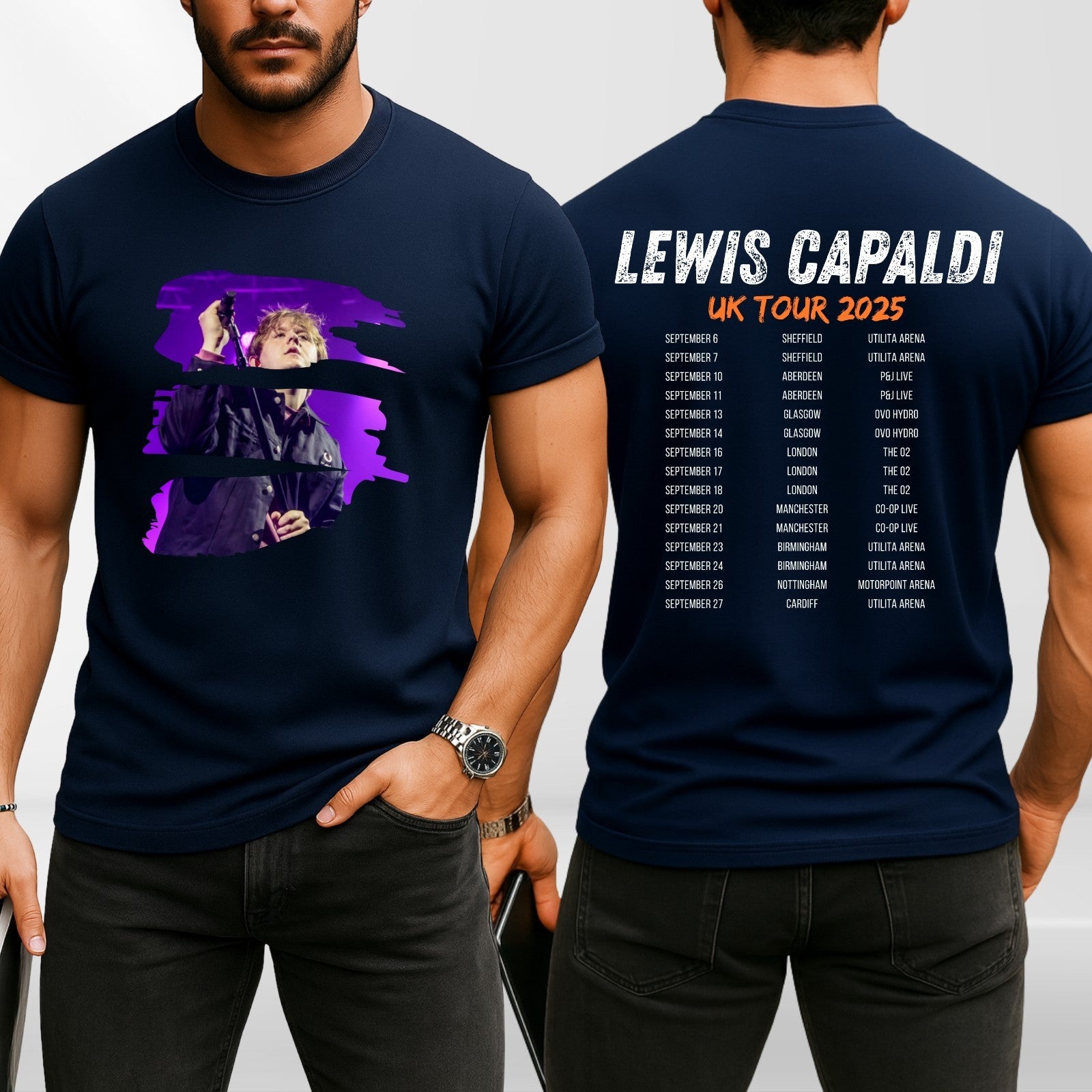 Lewis Capaldi UK Tour 2025 T-Shirt Concert Merch Front & Back Fan Gift Tee Top