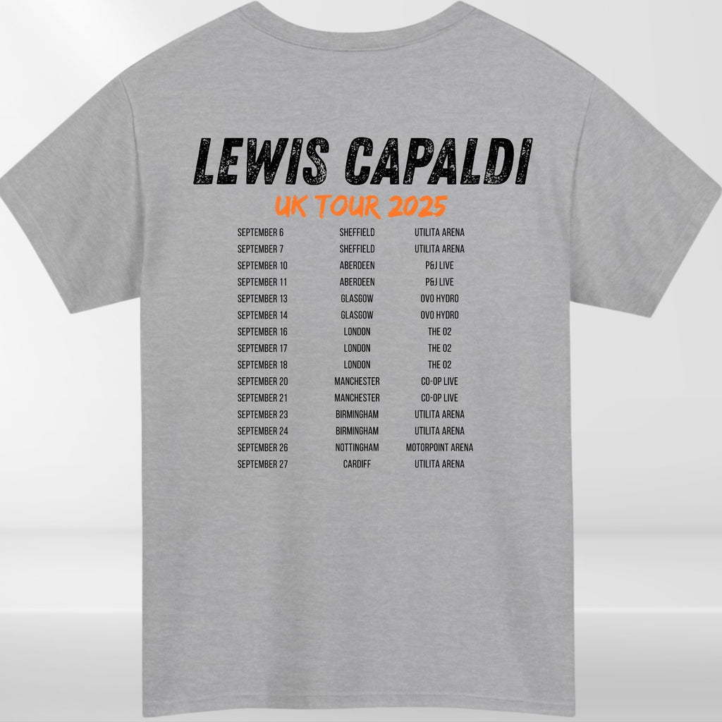 Lewis Capaldi UK Tour 2025 T-Shirt Concert Merch Front & Back Fan Gift Tee Top