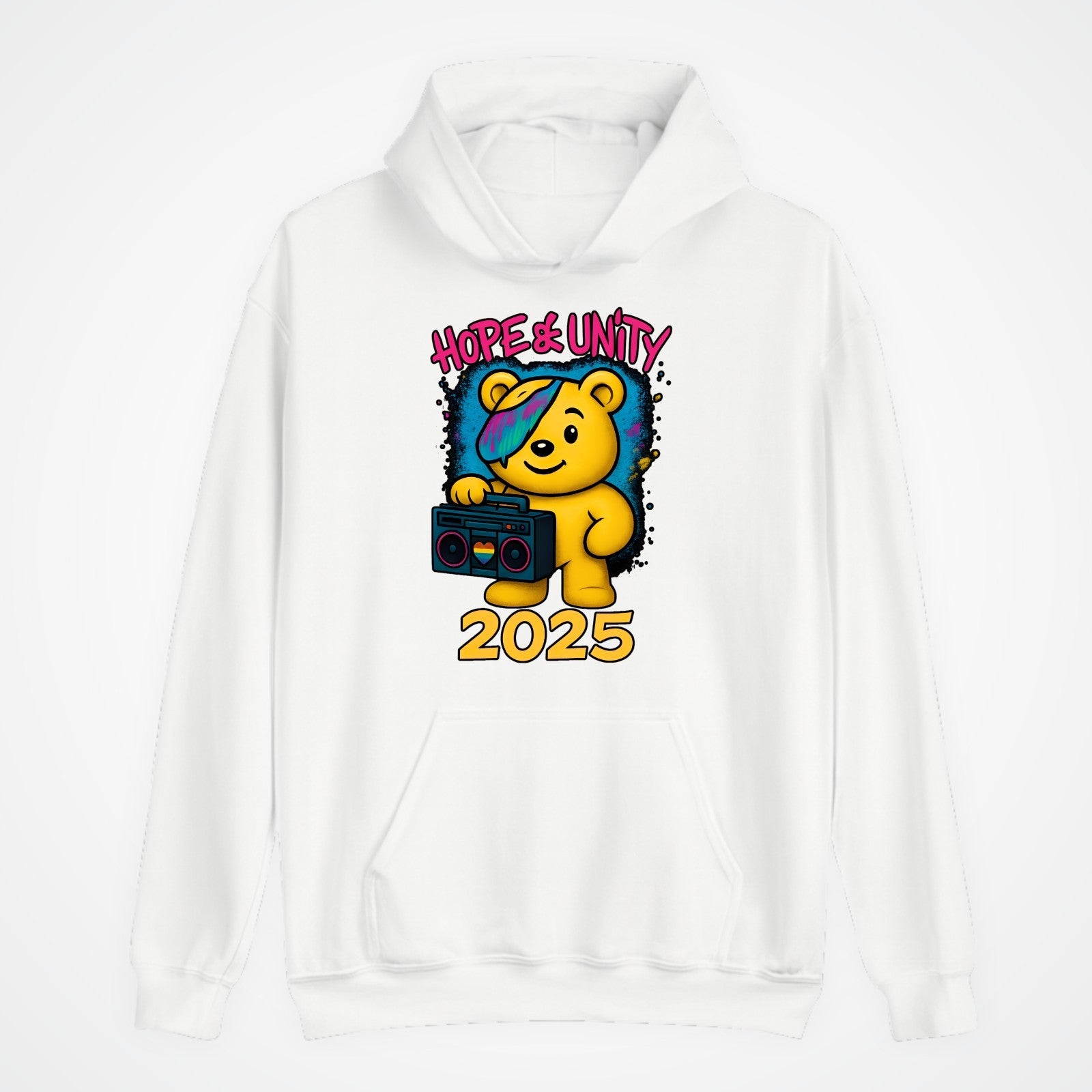 Hope & Unity 2025 Bear Hoodie | Positive Graphic Hoodie | Unisex 3Y–4XL