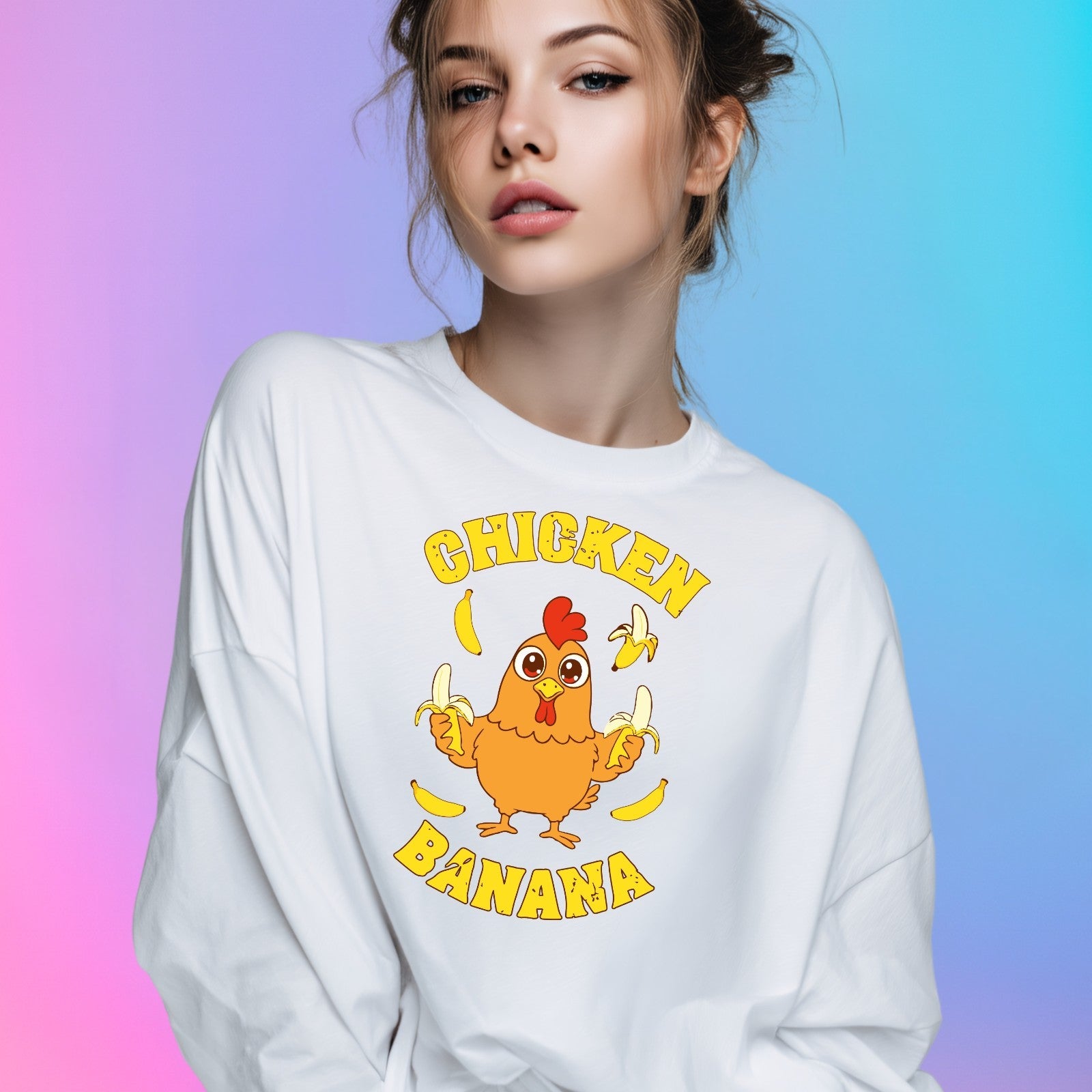 Chicken Banana Jumper | Funny Chicken Meme Sweatshirt | Cute Gift | Kids to 4XL