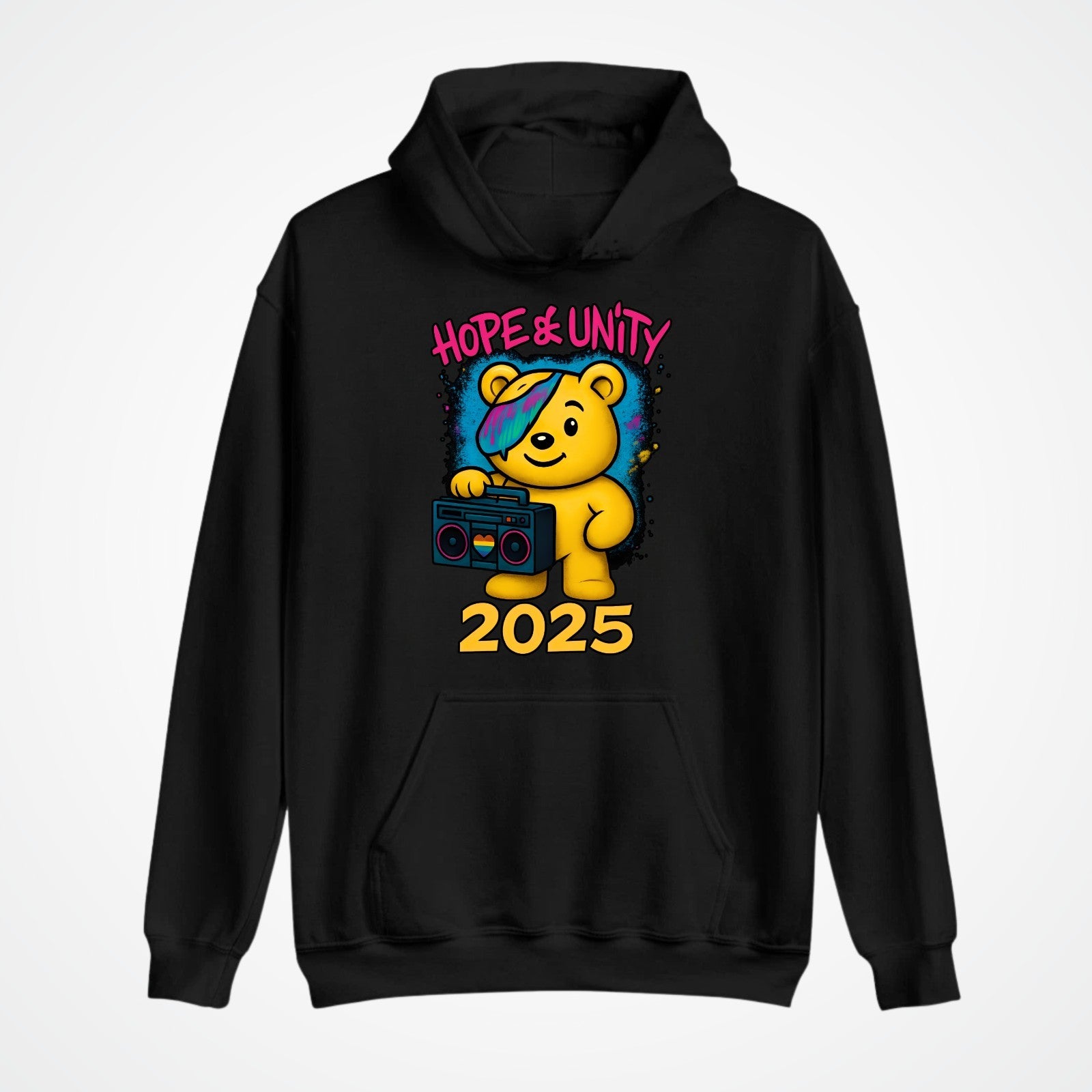 Hope & Unity 2025 Bear Hoodie | Positive Graphic Hoodie | Unisex 3Y–4XL