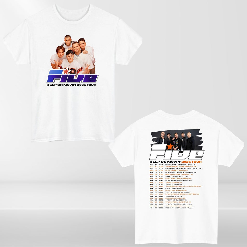 Five Band Concert T-Shirt Keep On Moving 2025 Tour t tshirt Retro Pop Gift Top