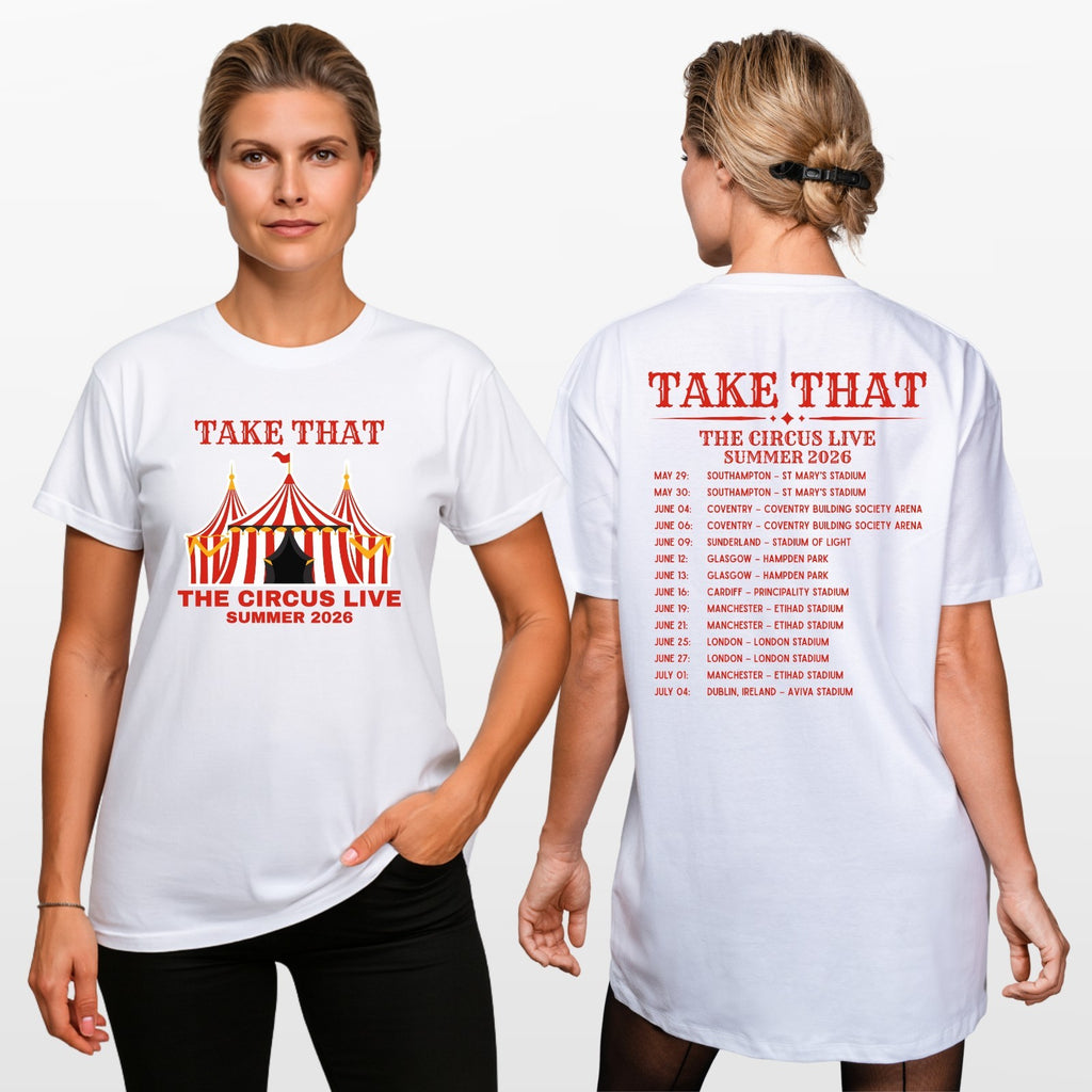 Take That The Circus Live Tour 2026 Inspired 2 Sided Unisex Music Fan T-Shirt