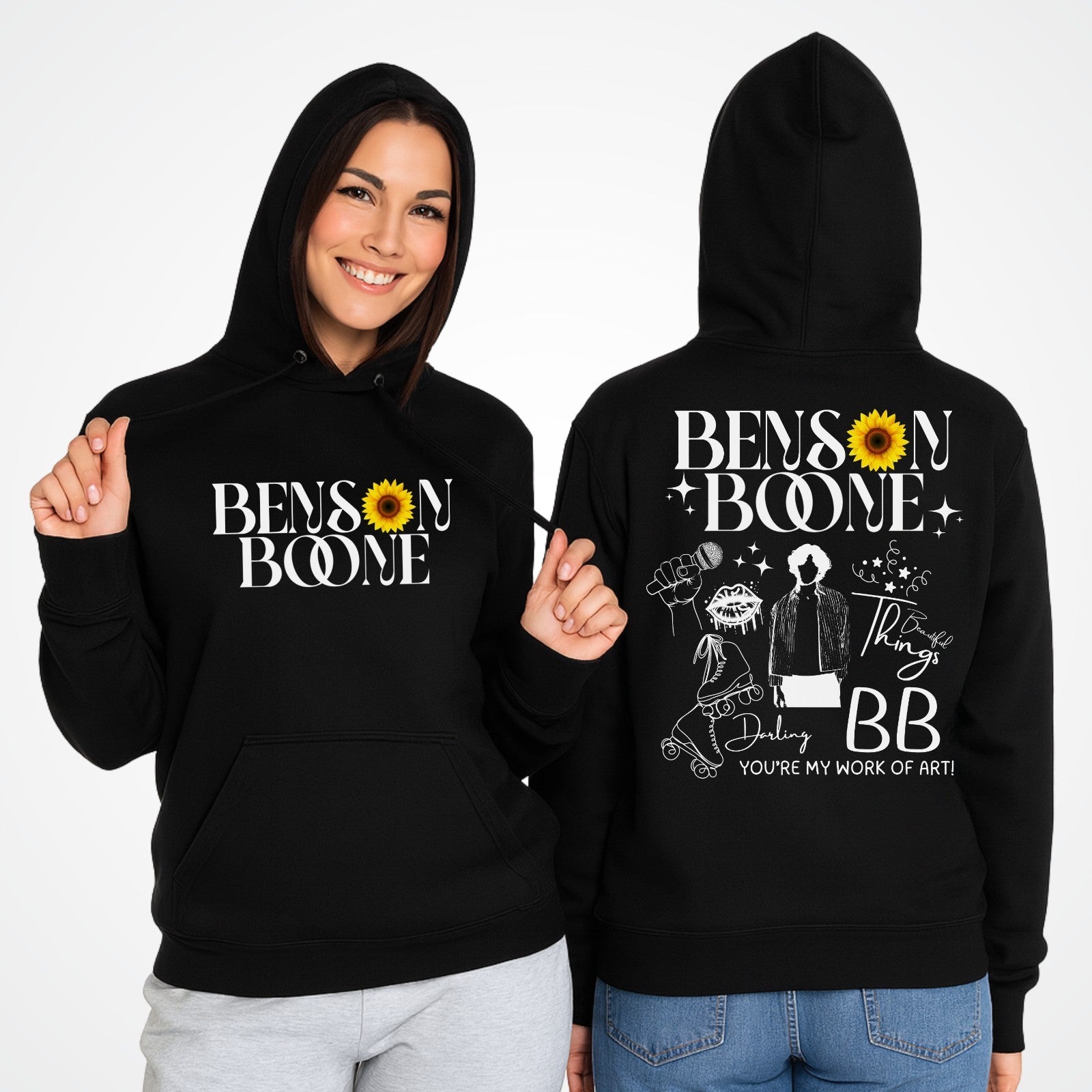 Emotional Pop Front & Back hoodie, Benson Boone concert lyrics tee Hoody