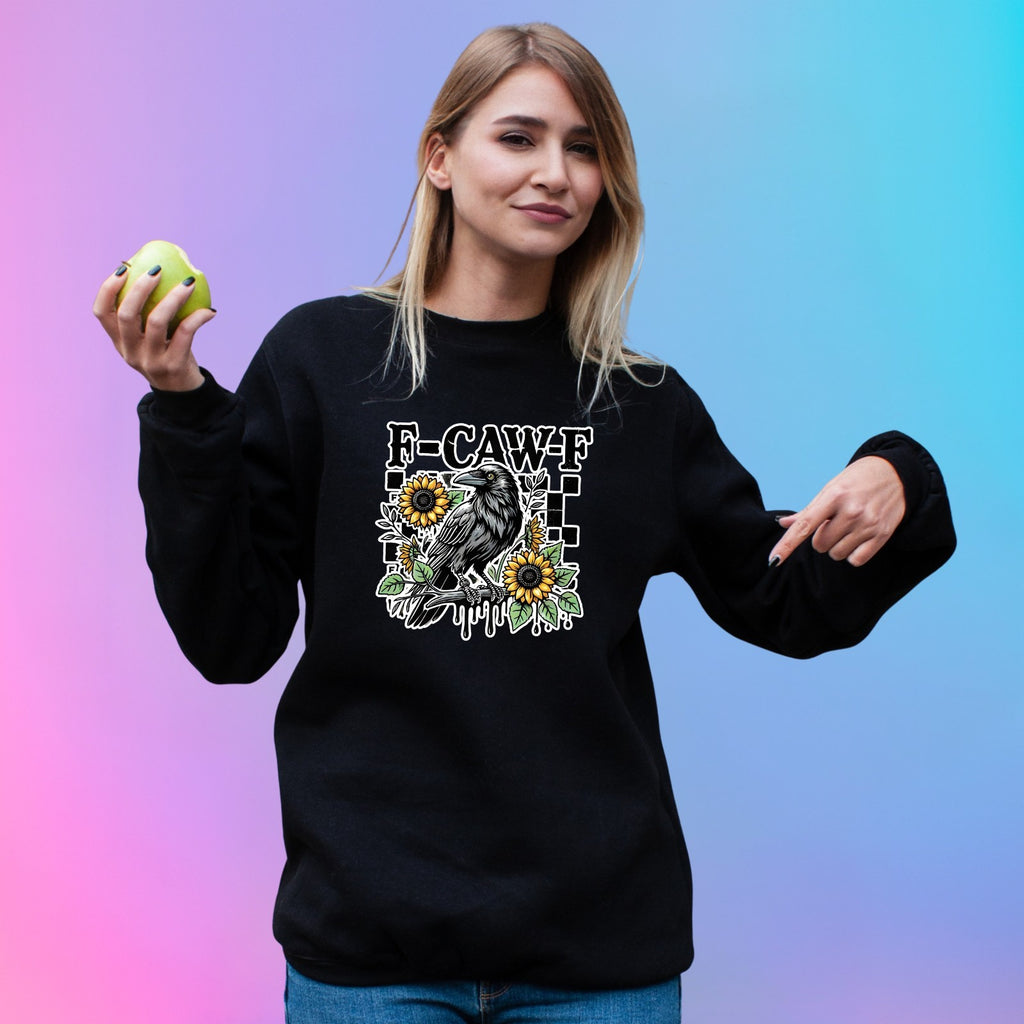 F-CAW-F Sarcastic Chicken Sweatshirt Printed Funny Gothic Gift Crew Neck Jumper