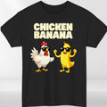Funny Dancing Chicken Banana T-Shirt Graphic Meme Cartoon Unisex Casual Tee