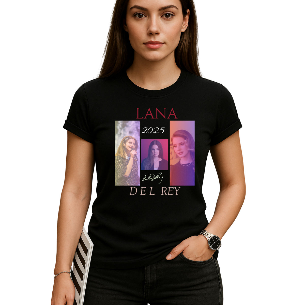 Lana Del Rey red tex t shirtt T-Shirt product view 5
