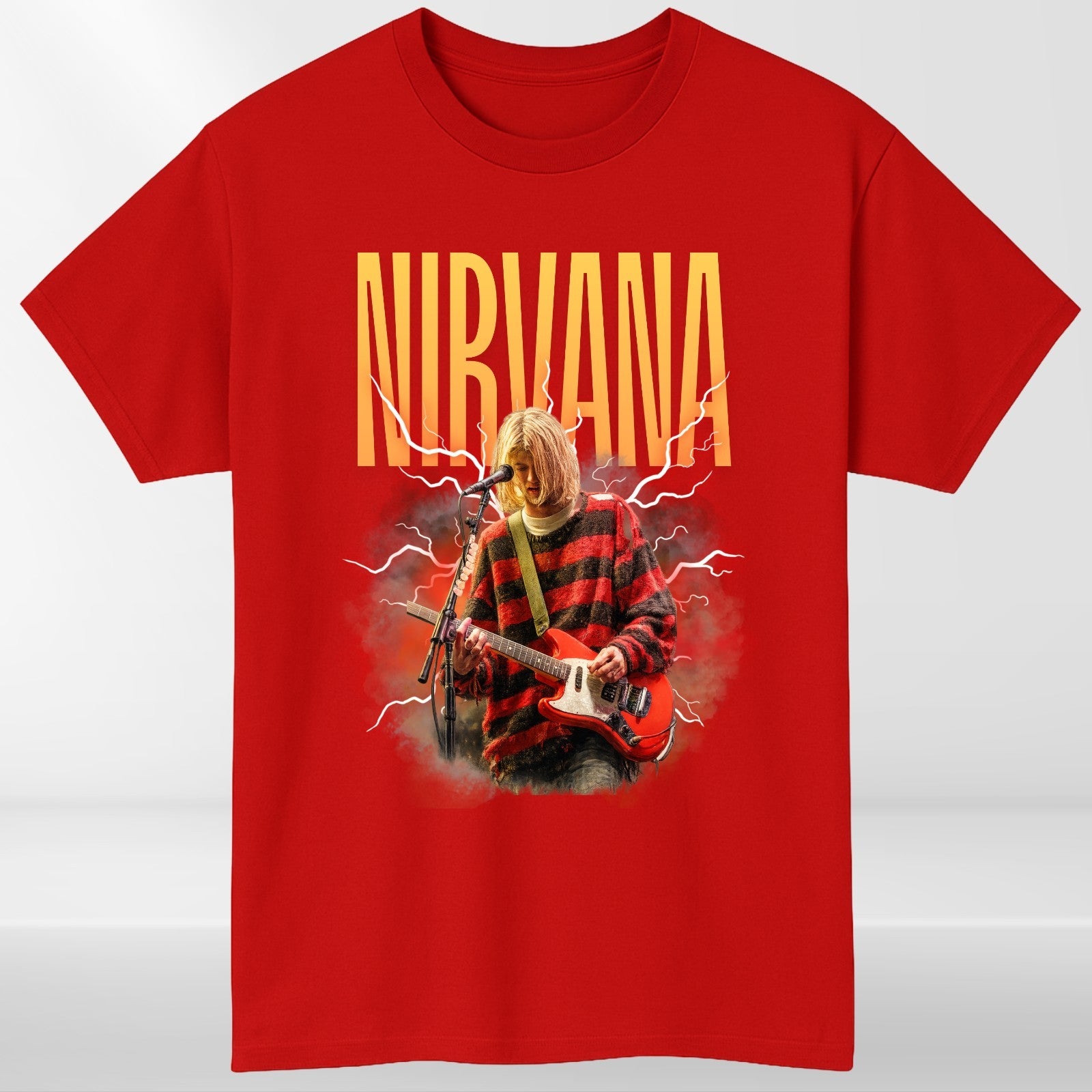 Nirvana T Shirt Kurt Cobain Guitar Grunge Rock Band Tee Unisex