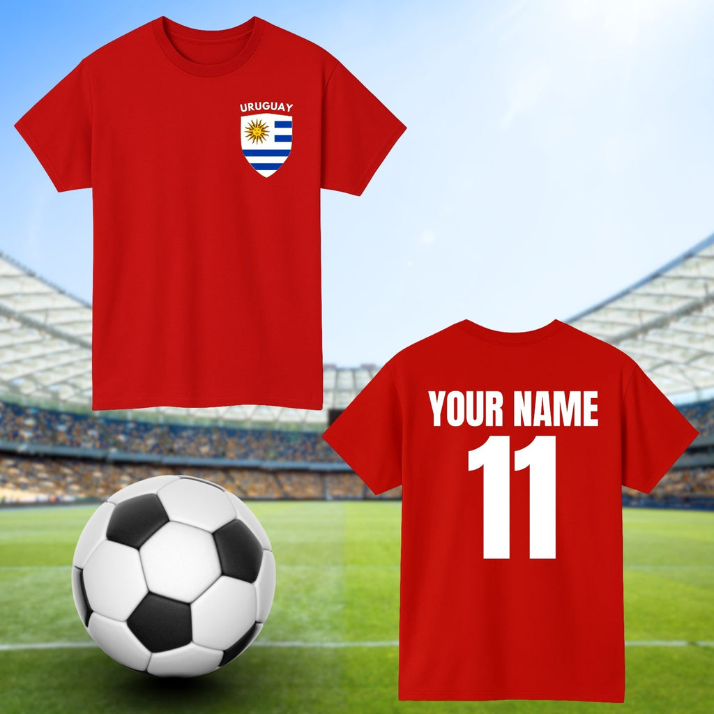 Personalised Uruguay Football T-Shirt Custom Name And Number Sports Lover To