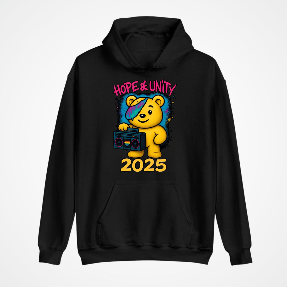 Hope & Unity 2025 Bear Hoodie | Positive Graphic Hoodie | Unisex 3Y–4XL