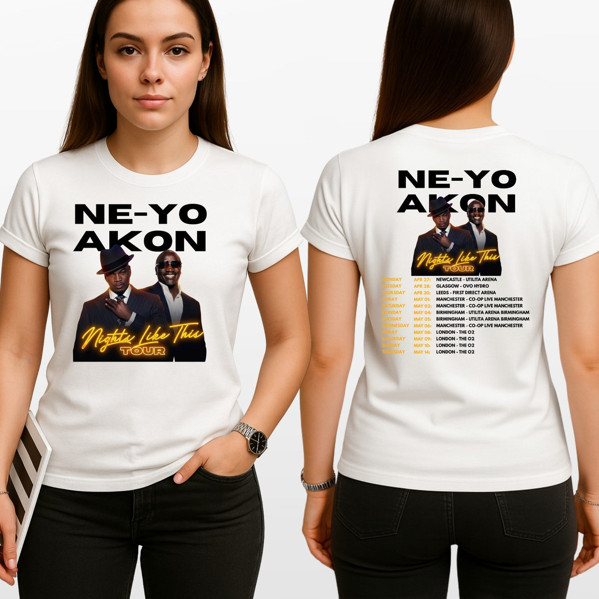 Akon T-Shirt NeYo Nights Like Tour Inspired Concert Unisex Tee Top