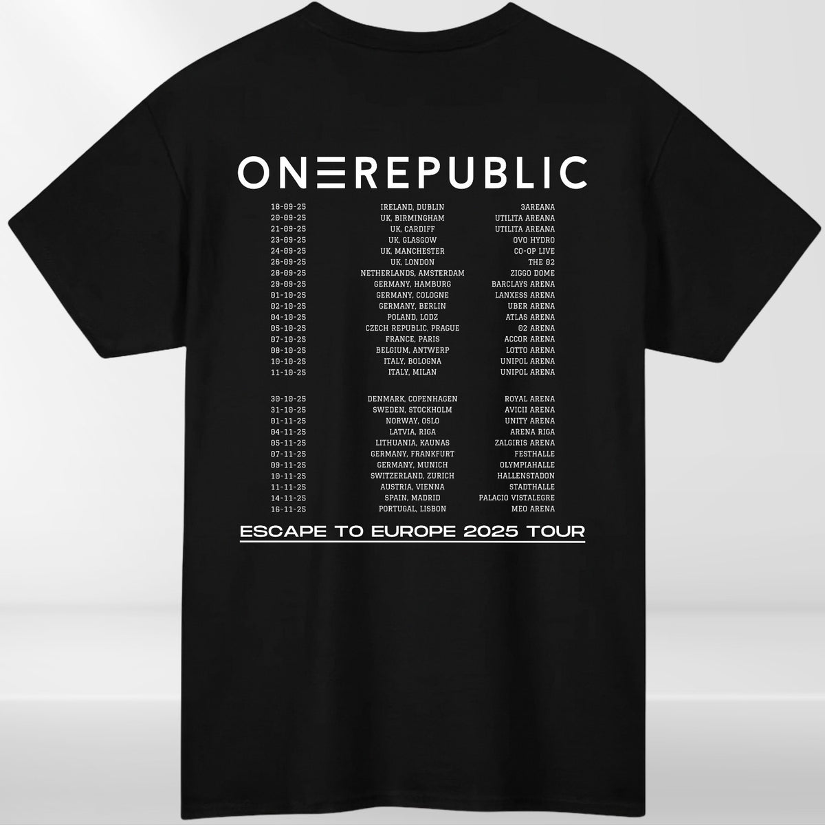 One Republic T-Shirt, Escape To Europe 2025 Tour Dates Concert Fan Gift Tee Top