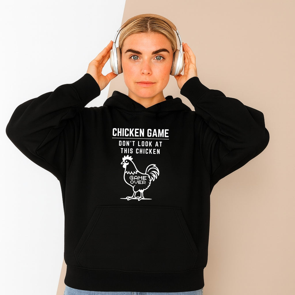 CHICKEN GAME HOODIE Dont Look Game Over Funny Novelty Hooded Jumper