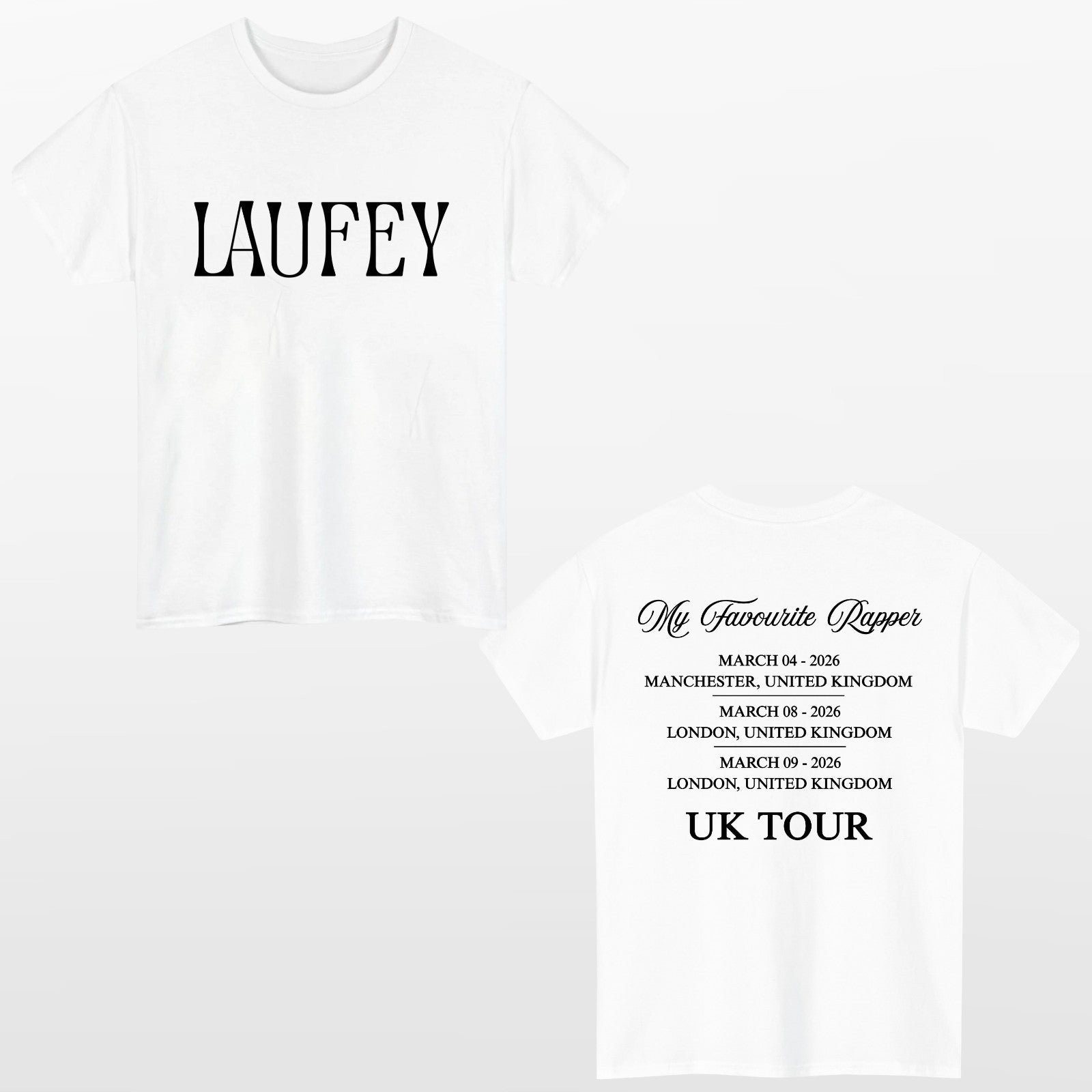 Laufey Favourite Rapper UK Tour Style T Shirt Front & Back Print Music Fan Tee
