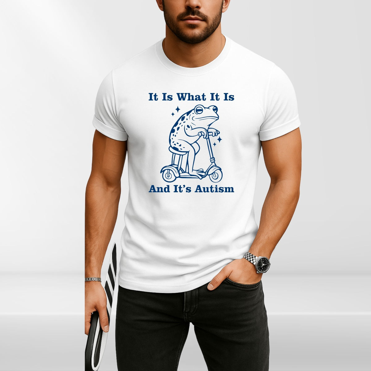 It Is What It Is Autism Awareness Frog Retro Funny Graphic T Shirt Tee UK