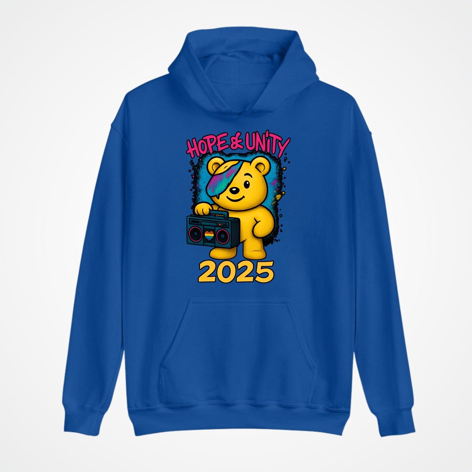 Hope & Unity 2025 Bear Hoodie | Positive Graphic Hoodie | Unisex 3Y–4XL